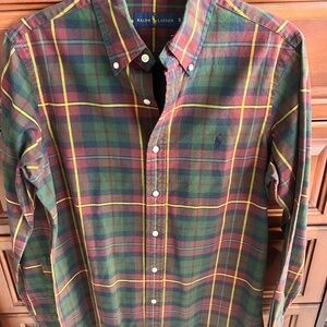 Ralph Lauren Green and Red Tartan Button-Down Shirt